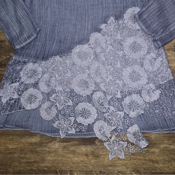Blue Tunic Top With Lace Embellishment’s - Picture 3 of 6
